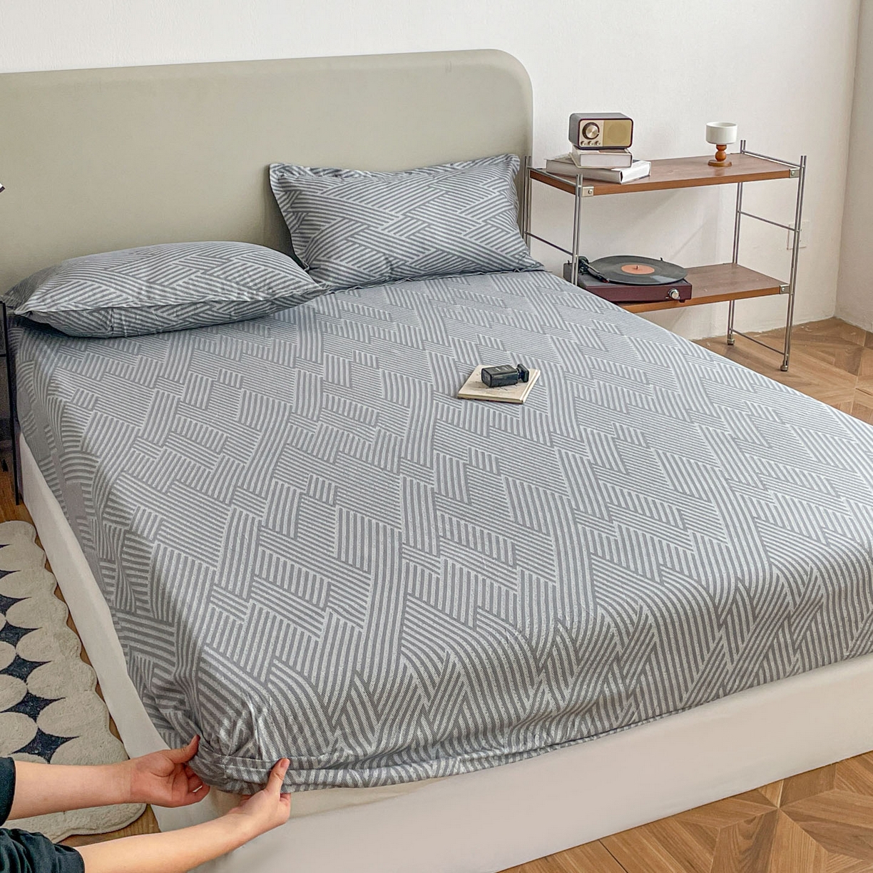 91家纺网 家纺一手货源 找家纺 楠沐家纺 2026新款无印风单层床笠床垫保护套 勒夫