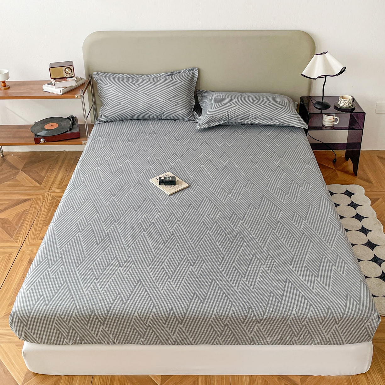 91家纺网 家纺一手货源 找家纺 楠沐家纺 2026新款无印风单层床笠床垫保护套 勒夫