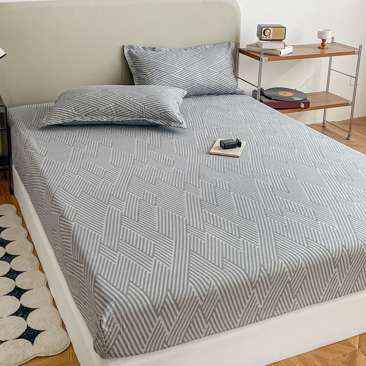 91家纺网 家纺一手货源 找家纺 楠沐家纺 2026新款无印风单层床笠床垫保护套 勒夫