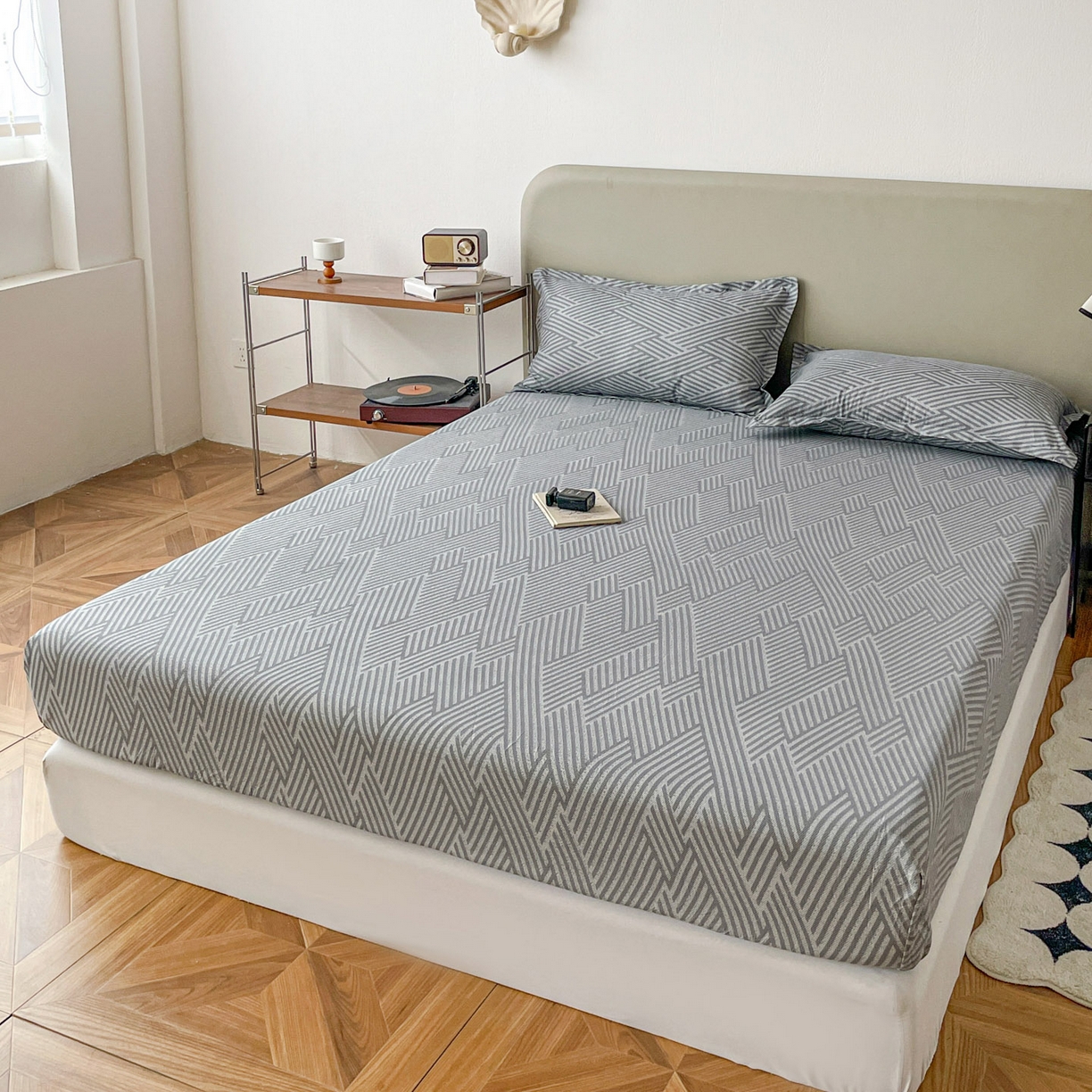 91家纺网 家纺一手货源 找家纺 楠沐家纺 2026新款无印风单层床笠床垫保护套 勒夫