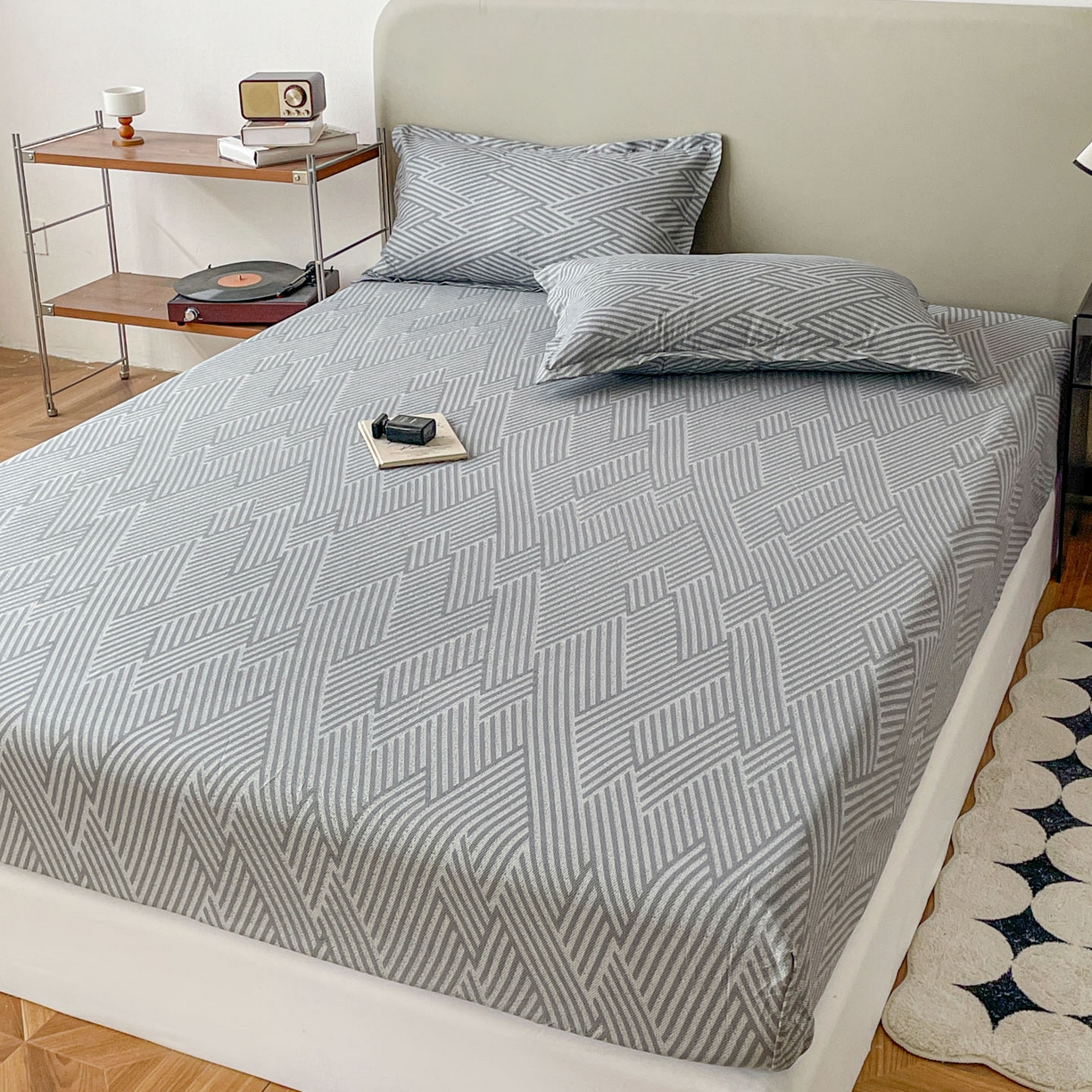 91家纺网 家纺一手货源 找家纺 楠沐家纺 2026新款无印风单层床笠床垫保护套 勒夫