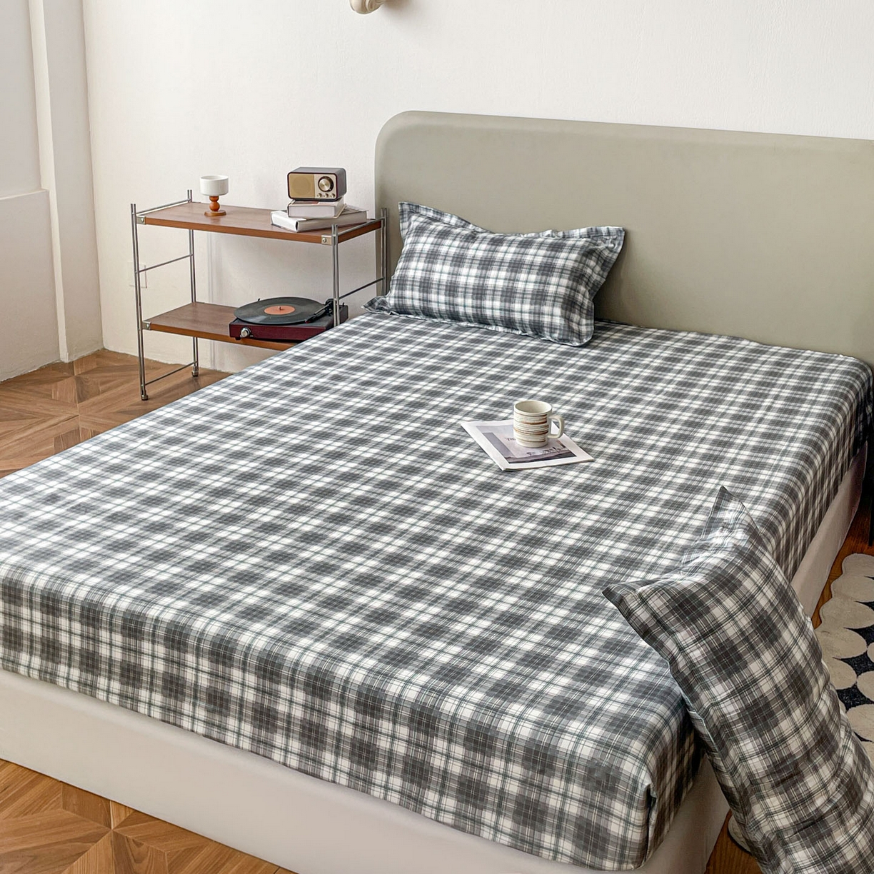 91家纺网 家纺一手货源 找家纺 楠沐家纺 2026新款无印风单层床笠床垫保护套 洛可可灰