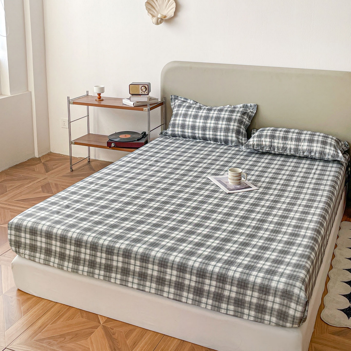 91家纺网 家纺一手货源 找家纺 楠沐家纺 2026新款无印风单层床笠床垫保护套 洛可可灰