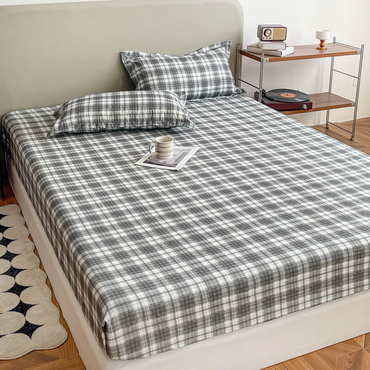 91家纺网 家纺一手货源 找家纺 楠沐家纺 2026新款无印风单层床笠床垫保护套 洛可可灰