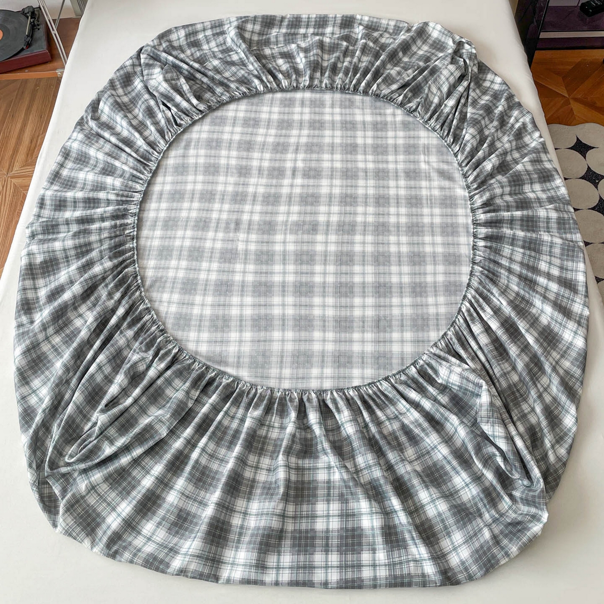 91家纺网 家纺一手货源 找家纺 楠沐家纺 2026新款无印风单层床笠床垫保护套 洛可可灰