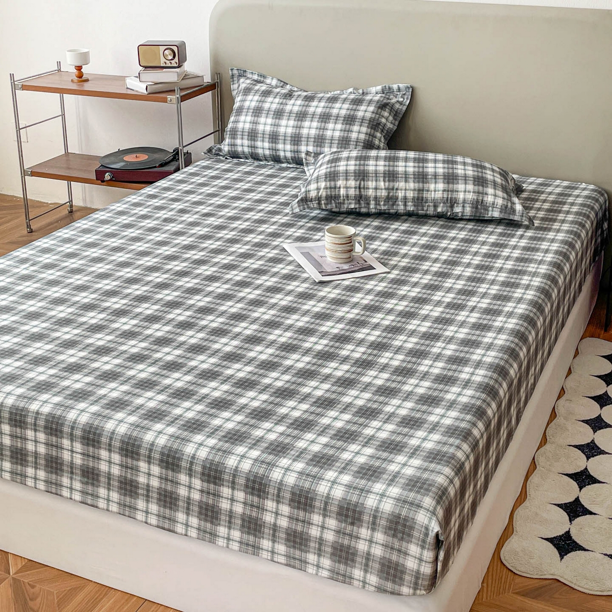 91家纺网 家纺一手货源 找家纺 楠沐家纺 2026新款无印风单层床笠床垫保护套 洛可可灰