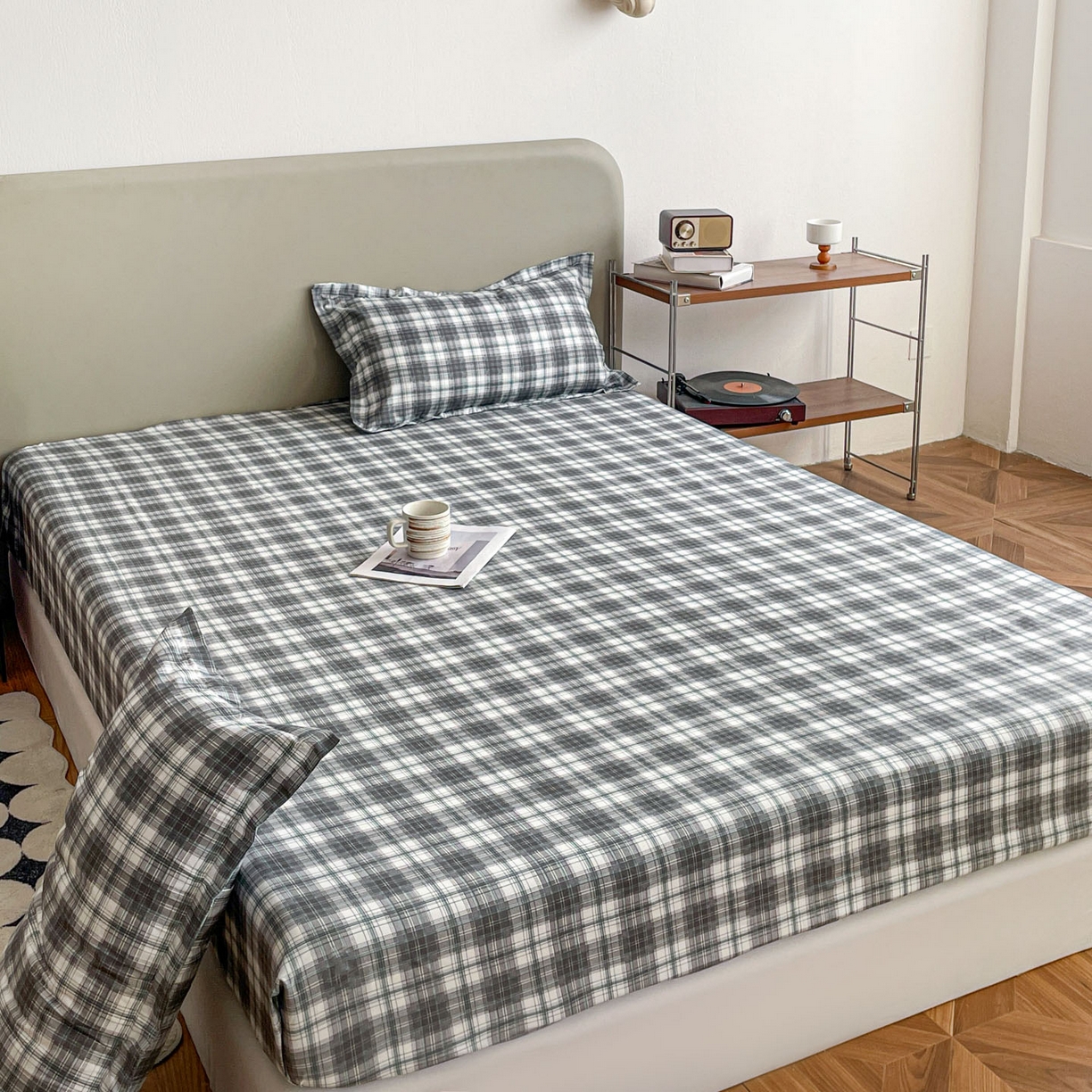 91家纺网 家纺一手货源 找家纺 楠沐家纺 2026新款无印风单层床笠床垫保护套 洛可可灰