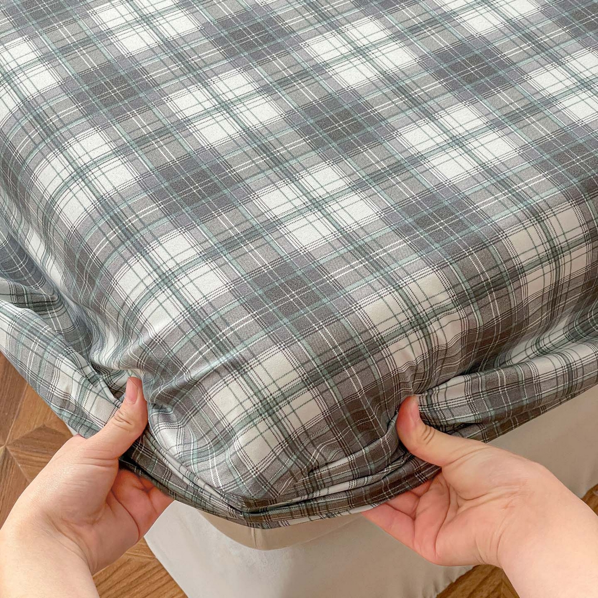 91家纺网 家纺一手货源 找家纺 楠沐家纺 2026新款无印风单层床笠床垫保护套 洛可可灰