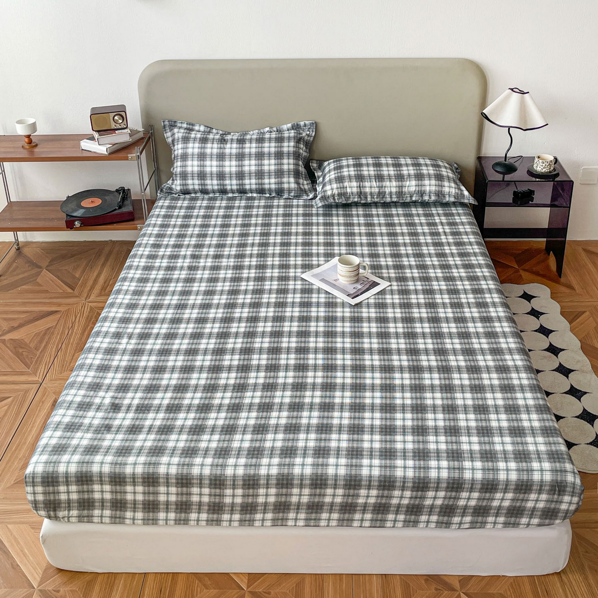 91家纺网 家纺一手货源 找家纺 楠沐家纺 2026新款无印风单层床笠床垫保护套 洛可可灰