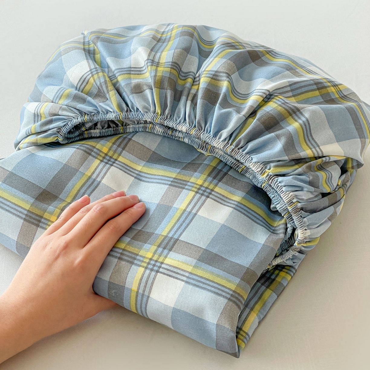 91家纺网 家纺一手货源 找家纺 楠沐家纺 2026新款无印风单层床笠床垫保护套 炫彩蓝格