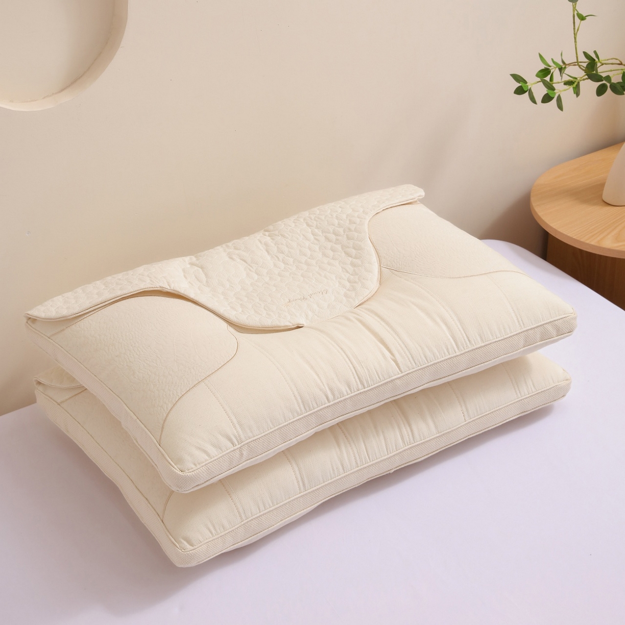 91家纺网 家纺一手货源 找家纺 （总）yyds网供 2025新款丝羽枕头全棉麻纯棉亚麻功能枕芯可叠加汗巾层可拆卸整头枕枕芯