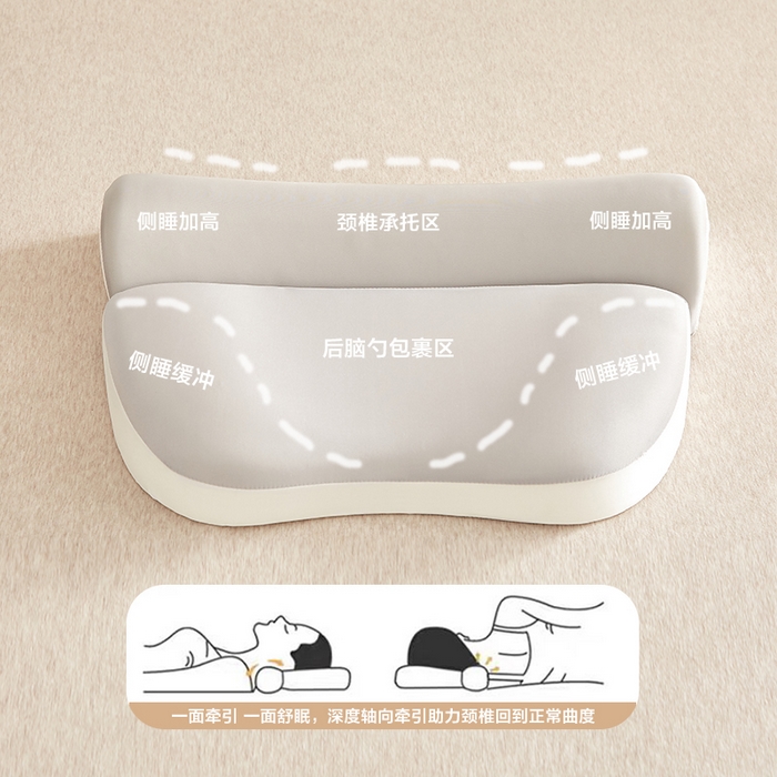 91家纺网 家纺一手货源 找家纺 云熙枕业 2026新款零压助眠深睡二合一记忆枕枕头枕芯 烟灰色