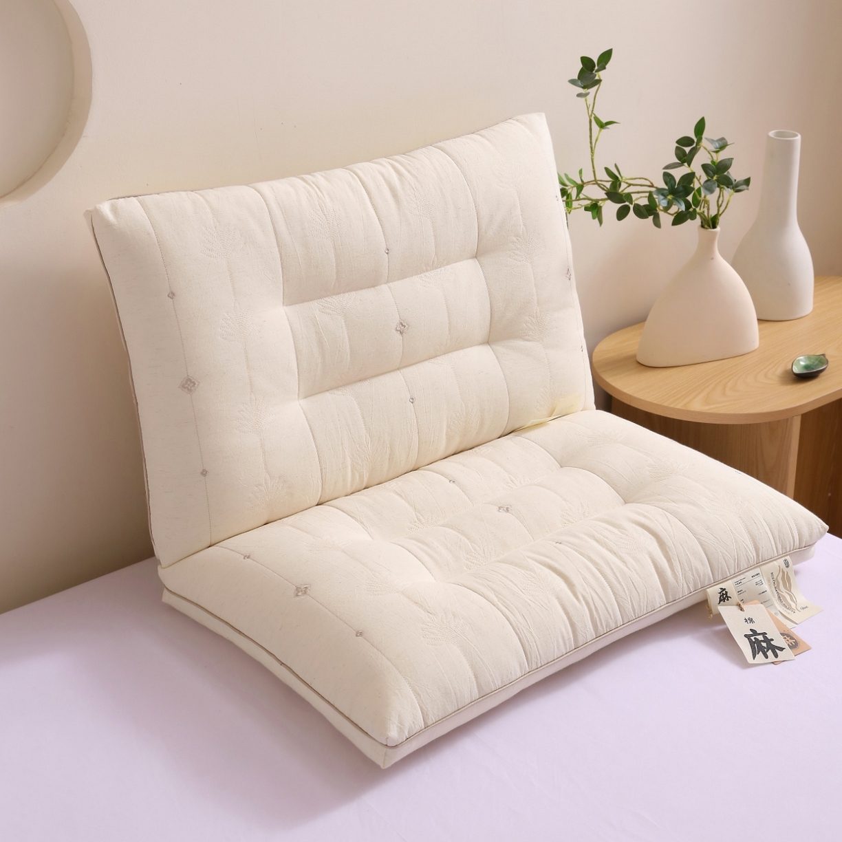 91家纺网 家纺一手货源 找家纺 （总）yyds网供 2025新款棉麻深睡枕芯纯棉亚麻混纺面料整头刺绣天然抑菌全棉麻枕头枕芯