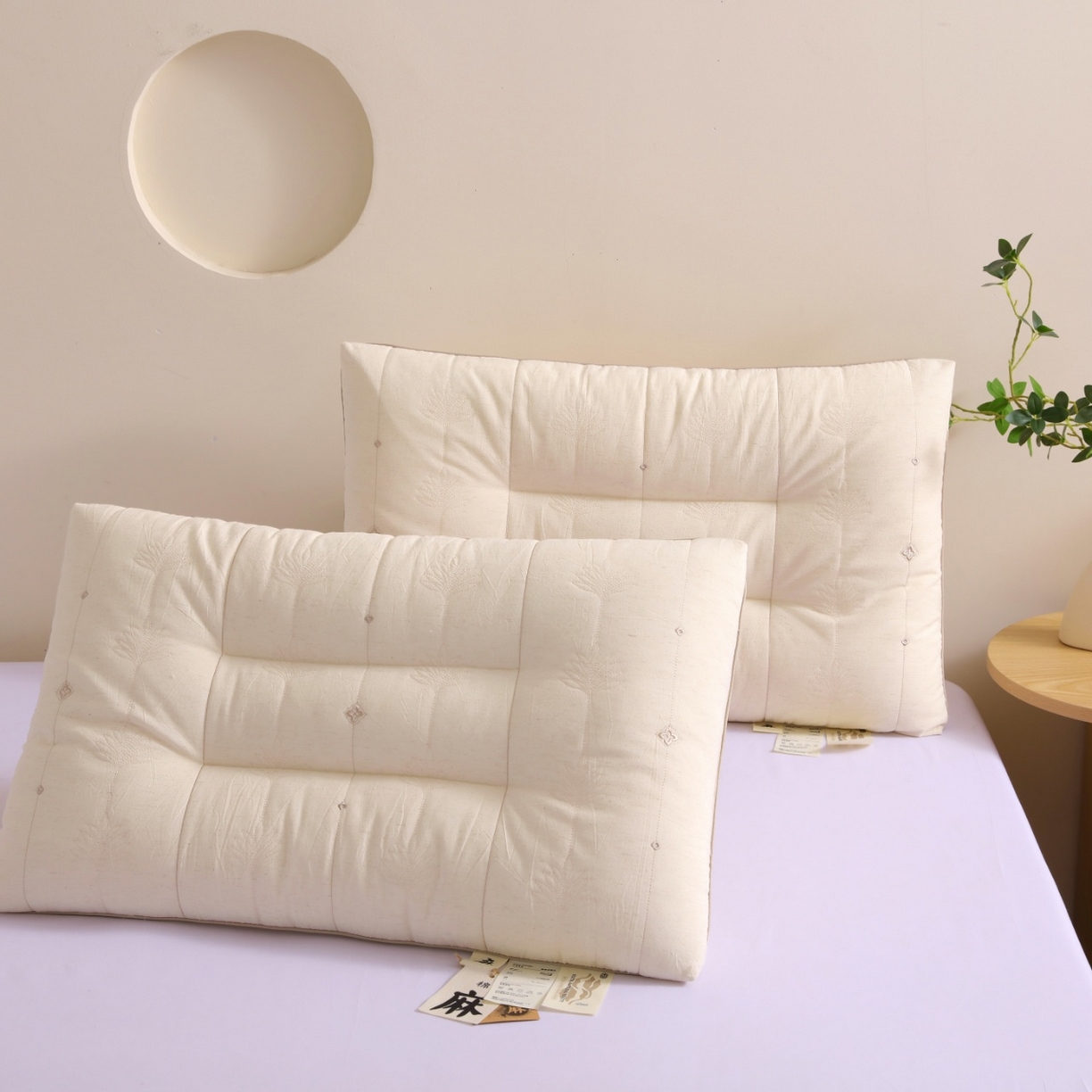 91家纺网 家纺一手货源 找家纺 （总）yyds网供 2025新款棉麻深睡枕芯纯棉亚麻混纺面料整头刺绣天然抑菌全棉麻枕头枕芯