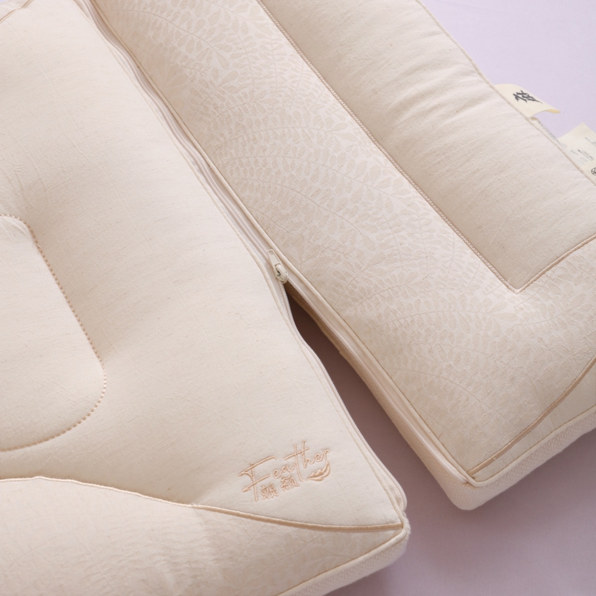 91家纺网 家纺一手货源 找家纺 （总）yyds网供 2025新款朝颜织梦双生护颈枕芯亲肤层纯棉亚麻面料可拆卸子母全棉麻枕头枕芯