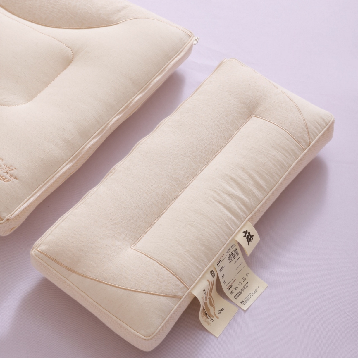 91家纺网 家纺一手货源 找家纺 （总）yyds网供 2025新款朝颜织梦双生护颈枕芯亲肤层纯棉亚麻面料可拆卸子母全棉麻枕头枕芯