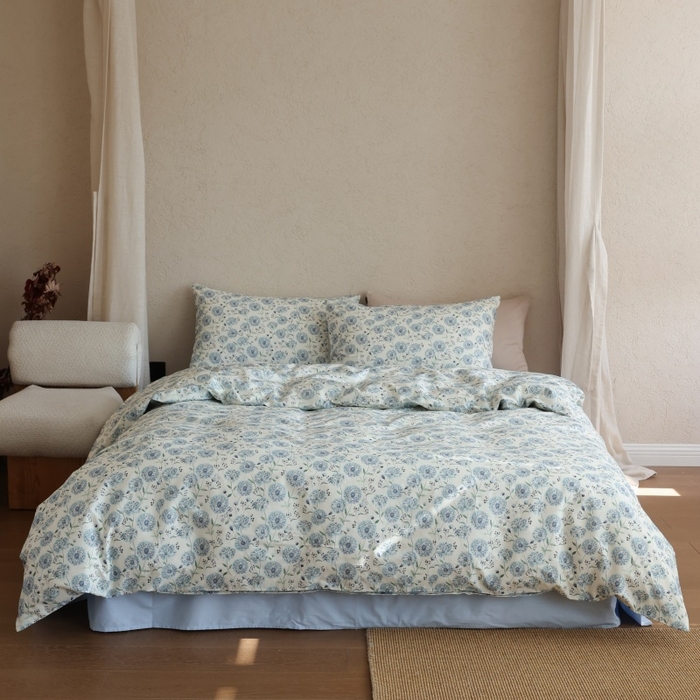 91家纺网 家纺一手货源 找家纺 棉眠 2026新款全棉纯棉印花四件套 初雪