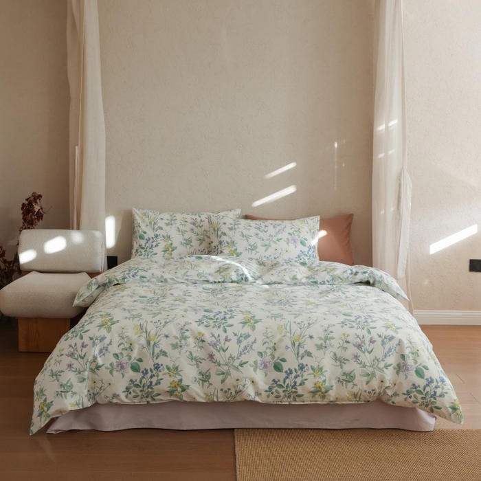 91家纺网 家纺一手货源 找家纺 棉眠 2026新款全棉纯棉印花四件套 春野