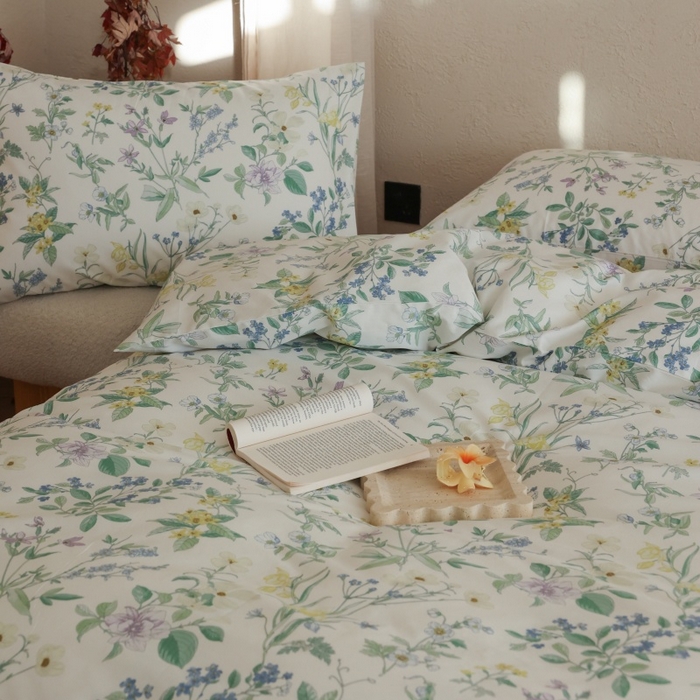 91家纺网 家纺一手货源 找家纺 棉眠 2026新款全棉纯棉印花四件套 春野