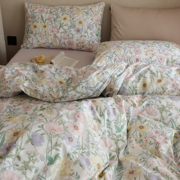 91家纺网 家纺一手货源 找家纺 棉眠 2026新款全棉纯棉印花四件套 芳菲集