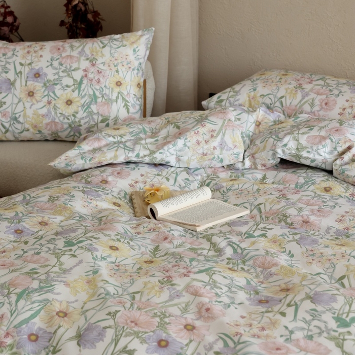 91家纺网 家纺一手货源 找家纺 棉眠 2026新款全棉纯棉印花四件套 芳菲集