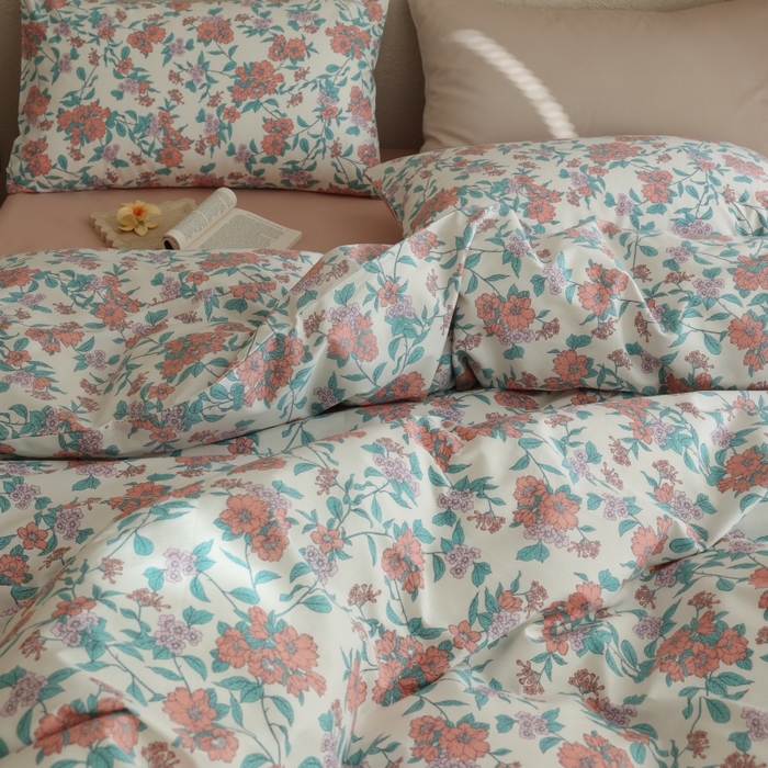 91家纺网 家纺一手货源 找家纺 棉眠 2026新款全棉纯棉印花四件套 粉黛