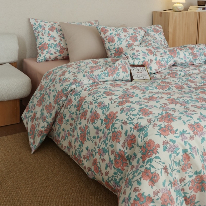 91家纺网 家纺一手货源 找家纺 棉眠 2026新款全棉纯棉印花四件套 粉黛