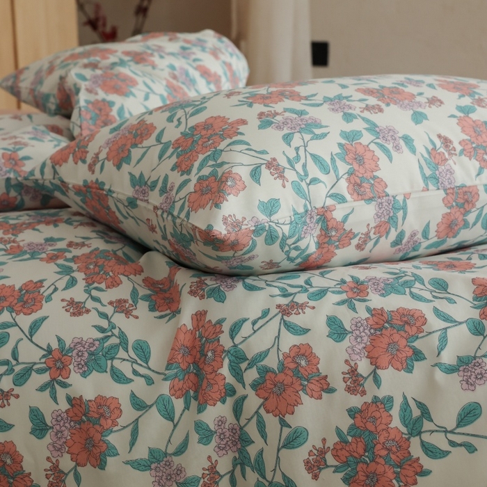 91家纺网 家纺一手货源 找家纺 棉眠 2026新款全棉纯棉印花四件套 粉黛