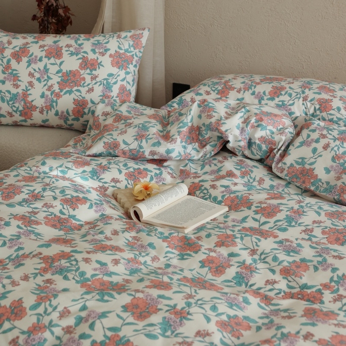 91家纺网 家纺一手货源 找家纺 棉眠 2026新款全棉纯棉印花四件套 粉黛