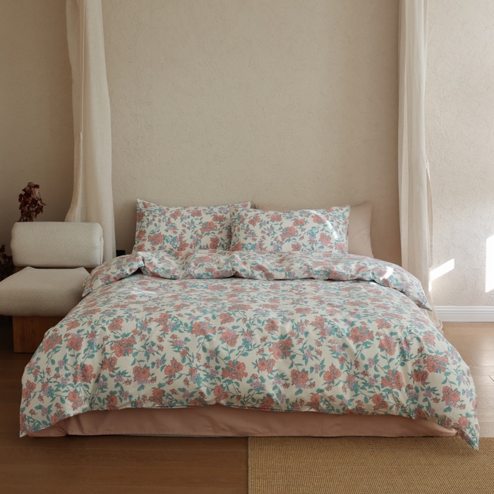 91家纺网 家纺一手货源 找家纺 棉眠 2026新款全棉纯棉印花四件套 粉黛