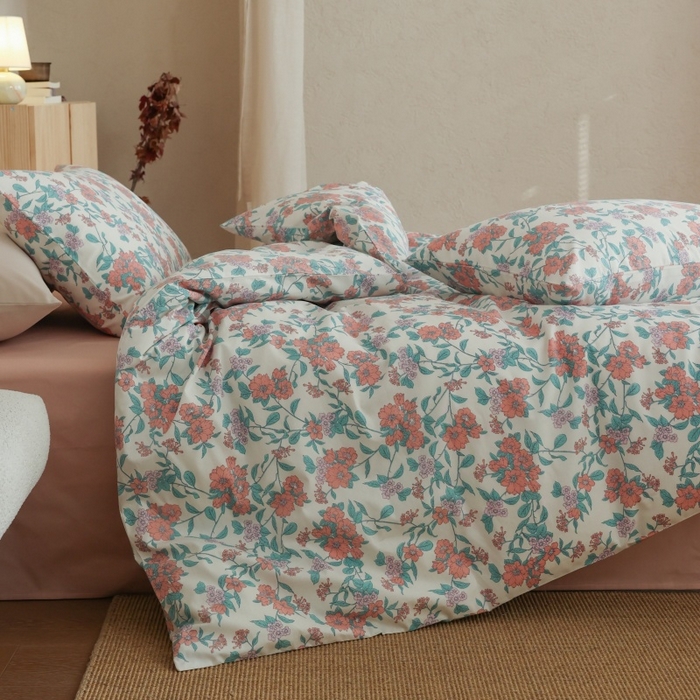 91家纺网 家纺一手货源 找家纺 棉眠 2026新款全棉纯棉印花四件套 粉黛