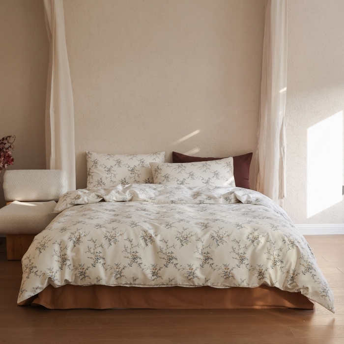 91家纺网 家纺一手货源 找家纺 棉眠 2026新款全棉纯棉印花四件套 浅茶