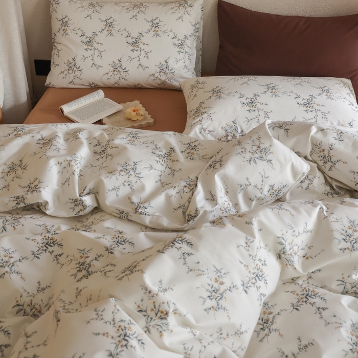 91家纺网 家纺一手货源 找家纺 棉眠 2026新款全棉纯棉印花四件套 浅茶