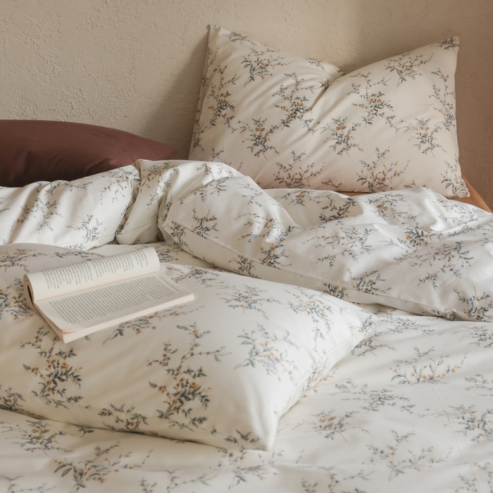 91家纺网 家纺一手货源 找家纺 棉眠 2026新款全棉纯棉印花四件套 浅茶