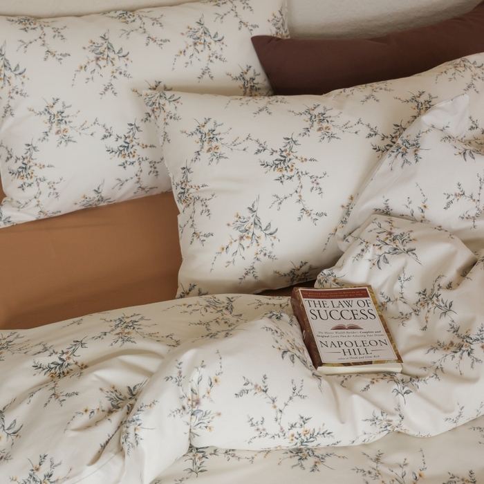 91家纺网 家纺一手货源 找家纺 棉眠 2026新款全棉纯棉印花四件套 浅茶