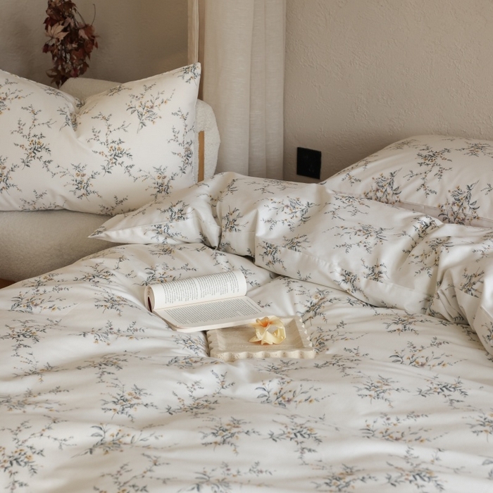 91家纺网 家纺一手货源 找家纺 棉眠 2026新款全棉纯棉印花四件套 浅茶