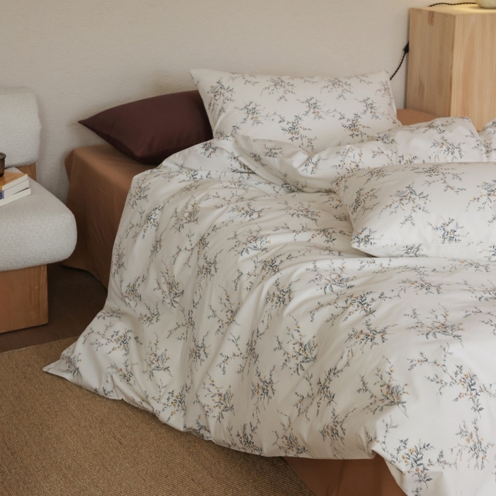 91家纺网 家纺一手货源 找家纺 棉眠 2026新款全棉纯棉印花四件套 浅茶