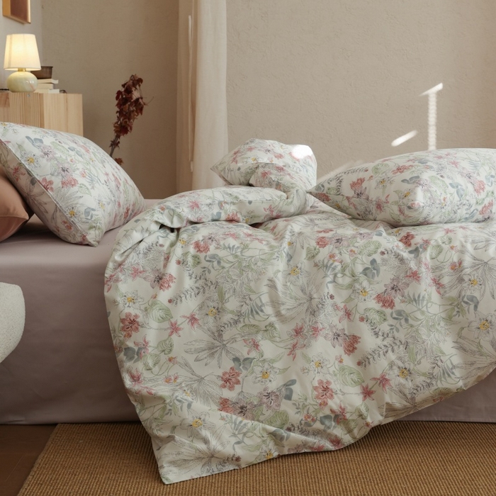 91家纺网 家纺一手货源 找家纺 棉眠 2026新款全棉纯棉印花四件套 蔷薇诗集（白）