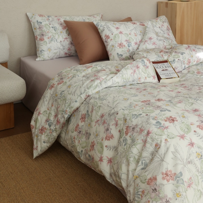 91家纺网 家纺一手货源 找家纺 棉眠 2026新款全棉纯棉印花四件套 蔷薇诗集（白）