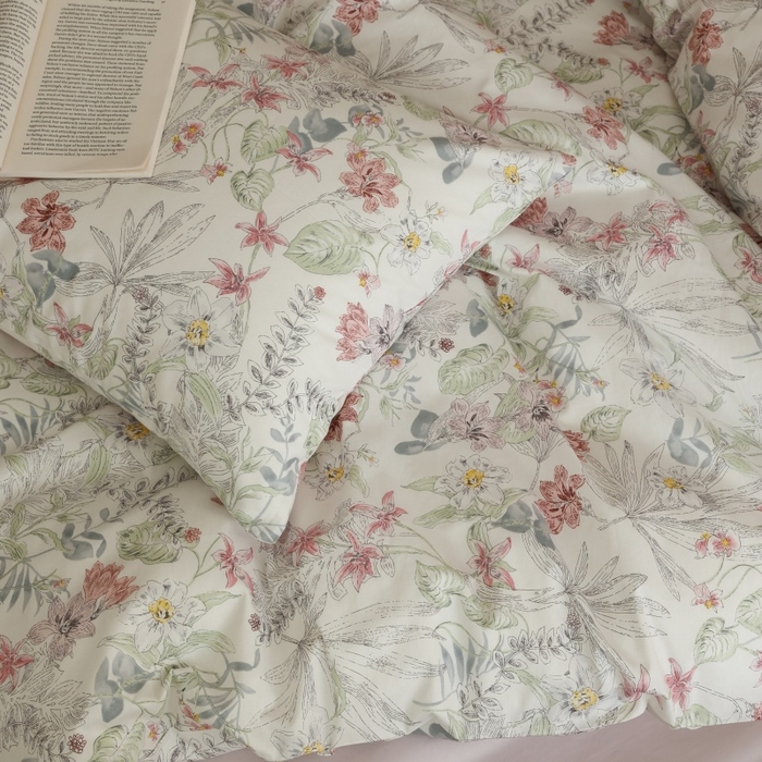 91家纺网 家纺一手货源 找家纺 棉眠 2026新款全棉纯棉印花四件套 蔷薇诗集（白）