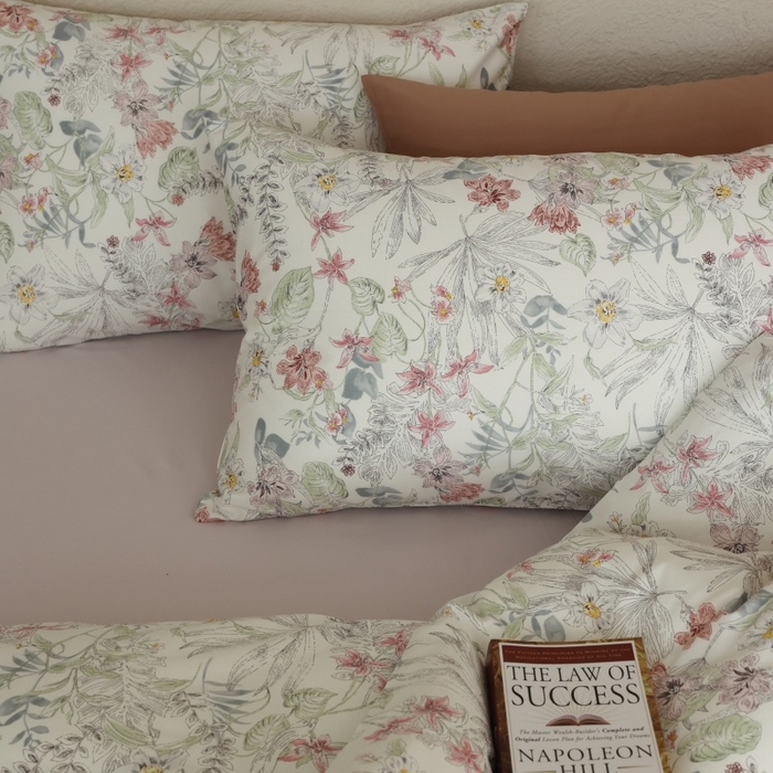 91家纺网 家纺一手货源 找家纺 棉眠 2026新款全棉纯棉印花四件套 蔷薇诗集（白）