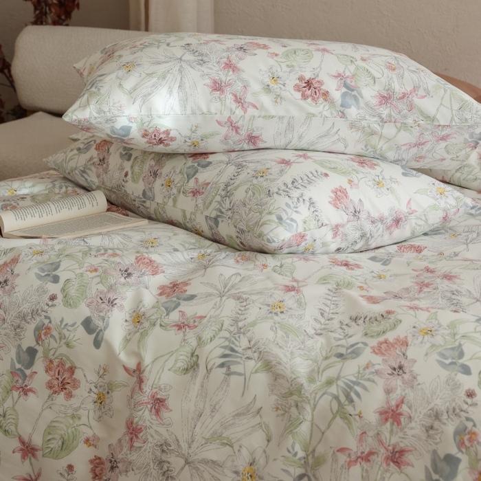 91家纺网 家纺一手货源 找家纺 棉眠 2026新款全棉纯棉印花四件套 蔷薇诗集（白）