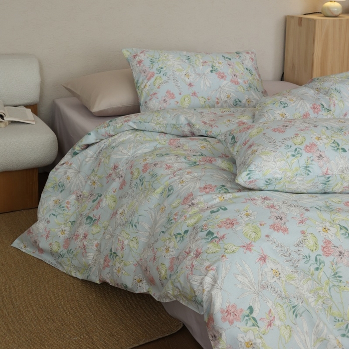 91家纺网 家纺一手货源 找家纺 棉眠 2026新款全棉纯棉印花四件套 蔷薇诗集（蓝）