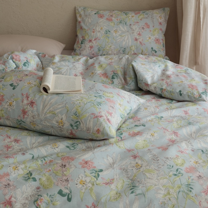 91家纺网 家纺一手货源 找家纺 棉眠 2026新款全棉纯棉印花四件套 蔷薇诗集（蓝）