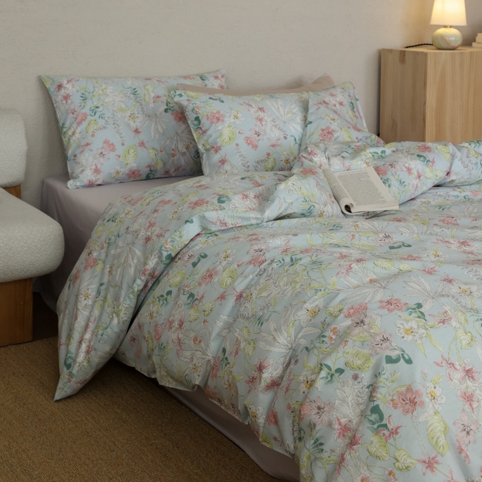 91家纺网 家纺一手货源 找家纺 棉眠 2026新款全棉纯棉印花四件套 蔷薇诗集（蓝）