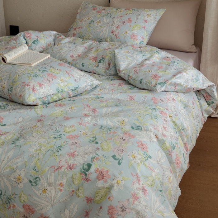 91家纺网 家纺一手货源 找家纺 棉眠 2026新款全棉纯棉印花四件套 蔷薇诗集（蓝）