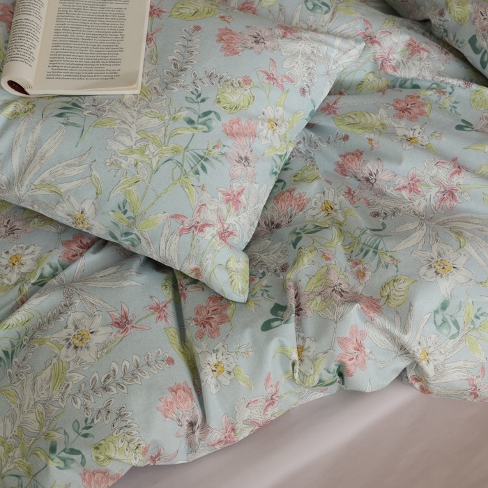 91家纺网 家纺一手货源 找家纺 棉眠 2026新款全棉纯棉印花四件套 蔷薇诗集（蓝）