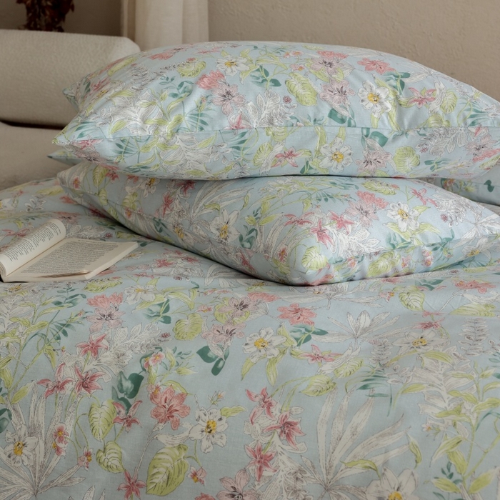 91家纺网 家纺一手货源 找家纺 棉眠 2026新款全棉纯棉印花四件套 蔷薇诗集（蓝）