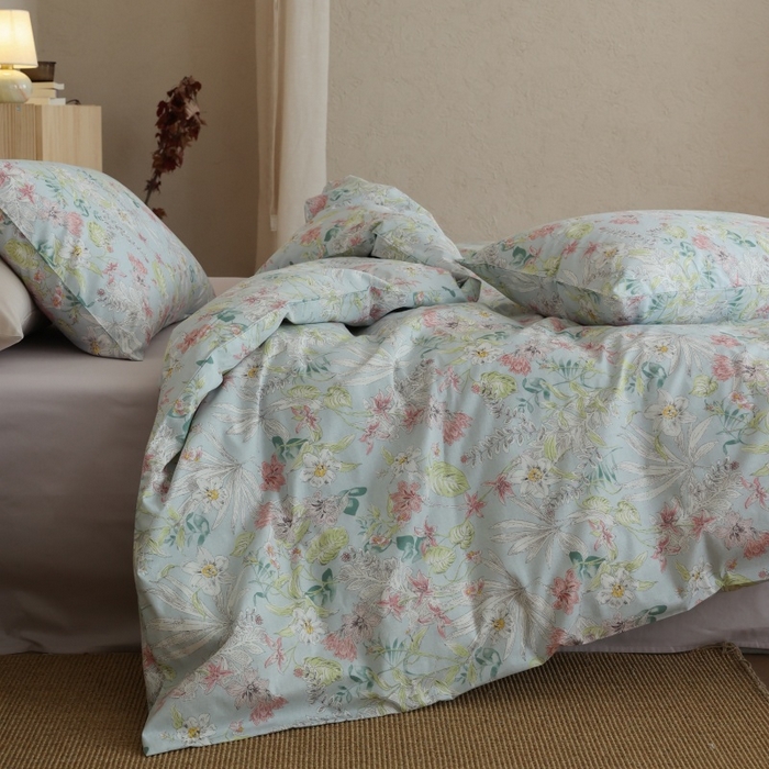 91家纺网 家纺一手货源 找家纺 棉眠 2026新款全棉纯棉印花四件套 蔷薇诗集（蓝）