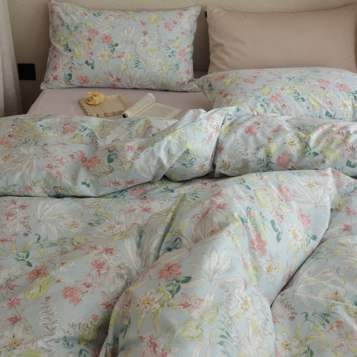 91家纺网 家纺一手货源 找家纺 棉眠 2026新款全棉纯棉印花四件套 蔷薇诗集（蓝）